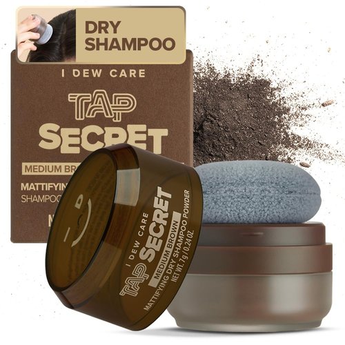 I DEW CARE Biotin Clarifying Dry Shampoo - Medium Brown Powder | Strengthening & Volumizing, Travel Size 0.25 Oz