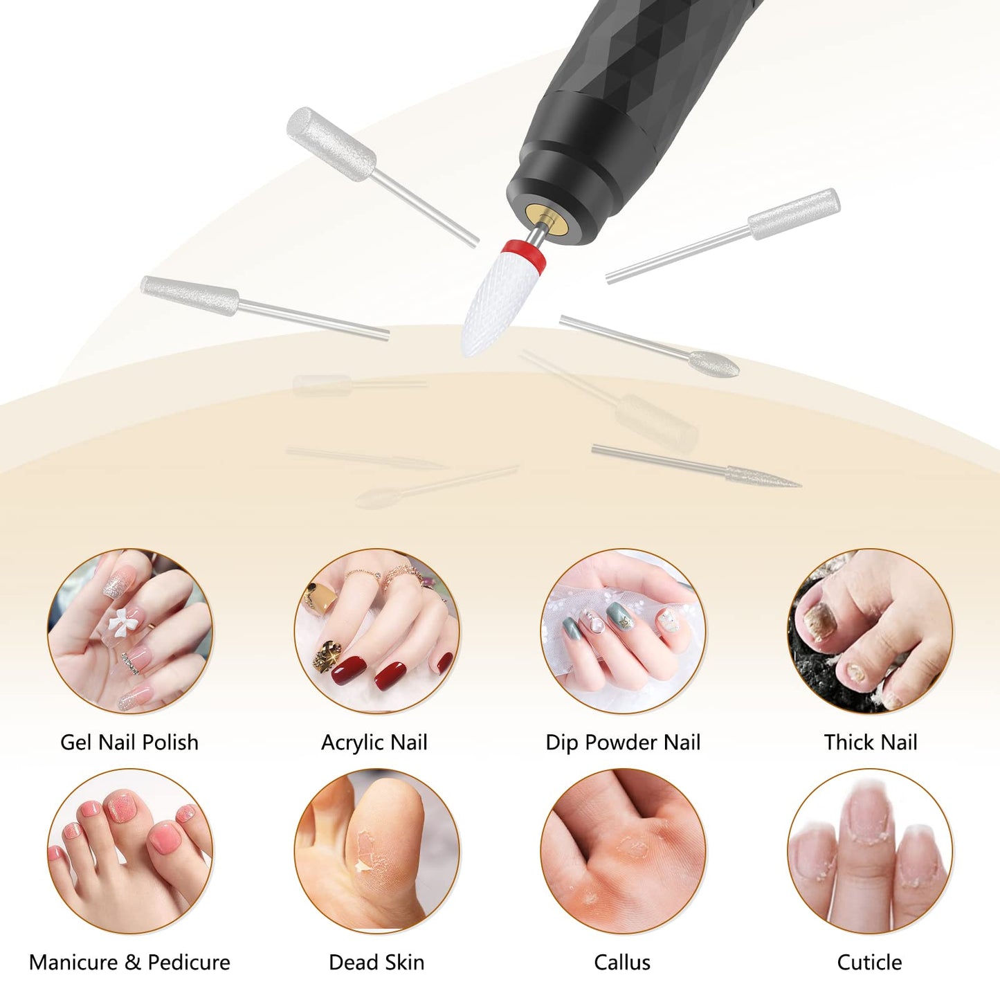 Electric Nail Drill Professional Efile Nail Drill Kit for Acrylic, Gel Nails, Manicure Pedicure Kit for Polishing Shape Tools(Black)