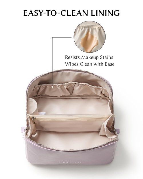 EACHY Travel Makeup Bag, Large Capacity Cosmetic Pouch with Zipper, Waterproof Toiletry bag for Women