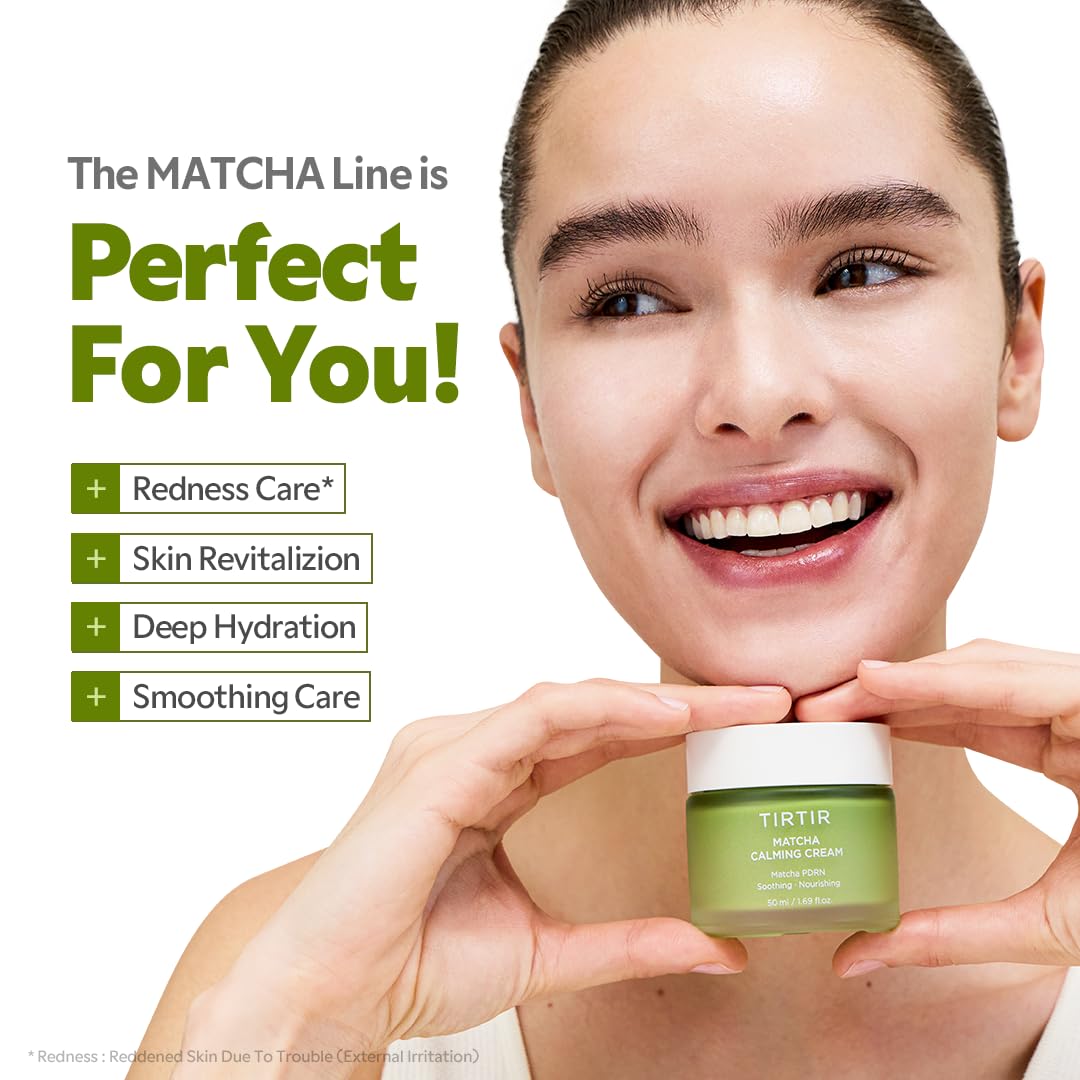 TIRTIR Matcha PDRN Calming Cream - 24H Hydrating Moisturizer for Sensitive Skin | 1.69 Fl Oz