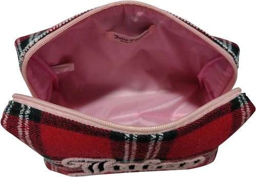 Juicy Couture Red Makeup Bag - Stylish Cosmetics Organizer for Travel | Zip Top Wedge Design