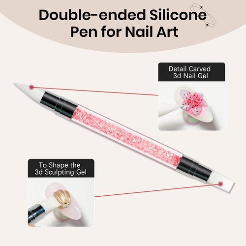 SUPWEE 3D Gel for Nail Art, Clear Sculpting Solid Hard Gel for Nails Non-Sticky for Carving Building Extension with Nail Art Pen Home DIY Manicure