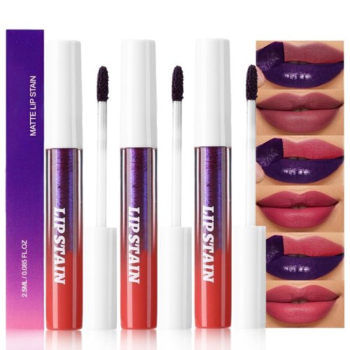 Evpct Peel Off Lip Stain Tints - Long Lasting Waterproof Matte Lipstick Set | Maroon, Mauve & Red