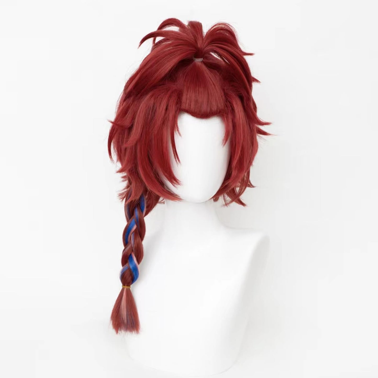 XiongXiongLe Chixia Cosplay Wig Wuthering Waves Character Costume Wine Red Middle Long Straight Hairs Wigs with Braid for Women Adult Cos Anime Game Party Halloween Christmas(Chixia)