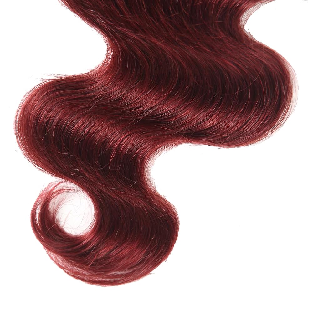 10A Body Wave Human Hair Bundles #99J Human Hair Bundles 24 Inch 100% Unprocessed Brazilian Virgin Human Hair Extensions Burgundy Hair Weave for Women