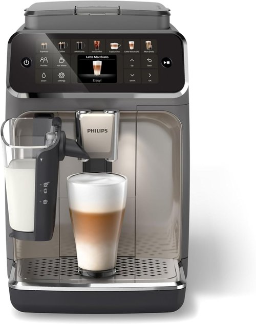 Philips 4400 Series Espresso Machine - Fully Automatic with LatteGo Milk System, 15-Bar Pressure, Black Chrome