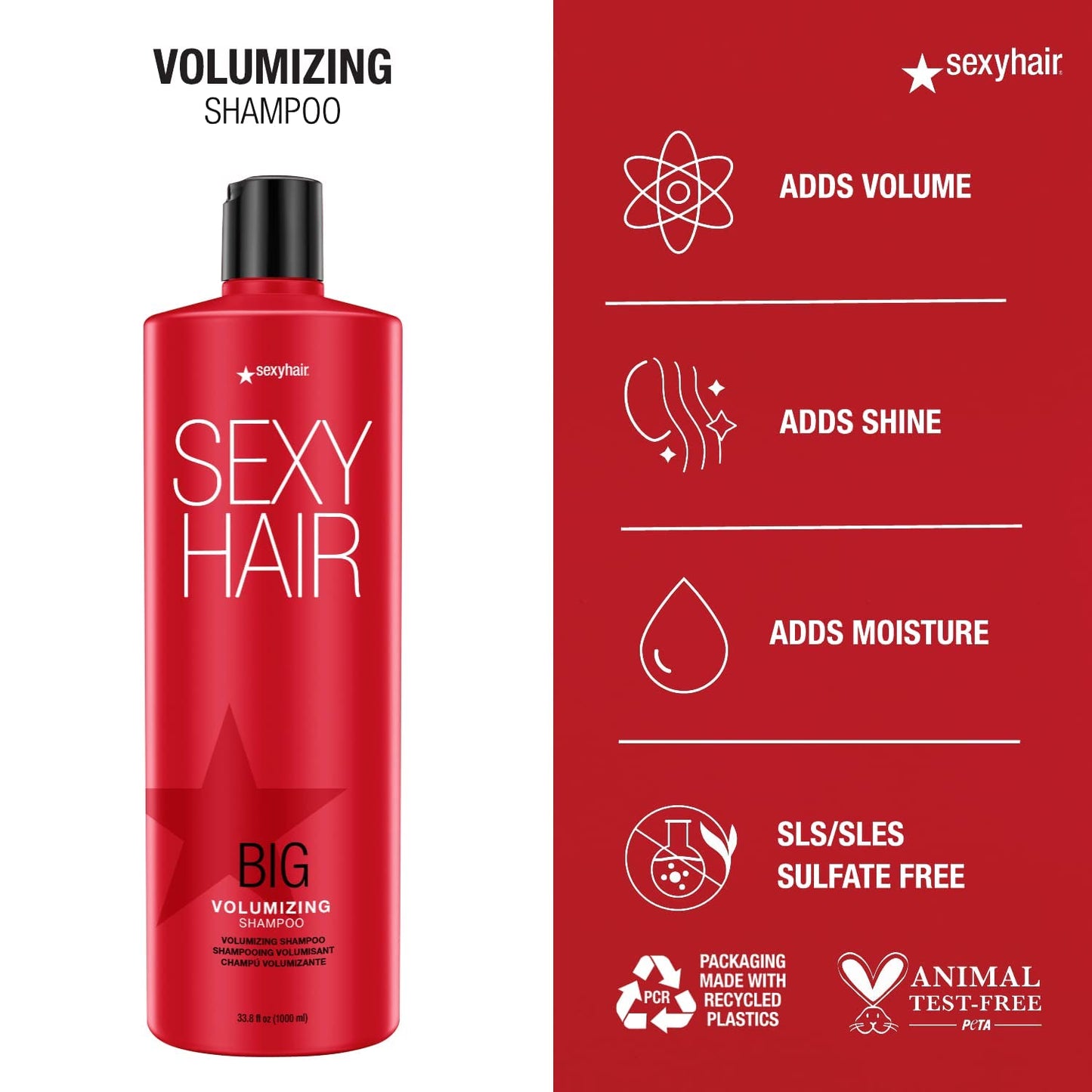 SexyHair Big Volumizing Shampoo & Conditioner - Moisture & Hydration | Sulfate-Free | For All Hair Types