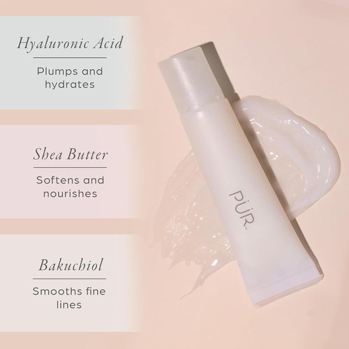 PÜR MINERALS Hydrating Lip Balm - Peptide-Infused, High-Shine Moisturizer for Soft, Smooth Lips - 0.5 Oz