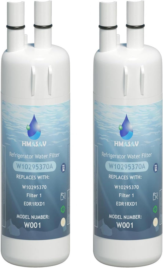 W10295370A Water Filter Replacement, Compatible with Everydrop Filter 1, Whirlpool EDR1RXD1, EDR1RXD1B, W10295370, WHR1RXD1, KAD1RXD1, P4RFKB2, P8RFWB2L, 46-9930, 46-9081 2PACK