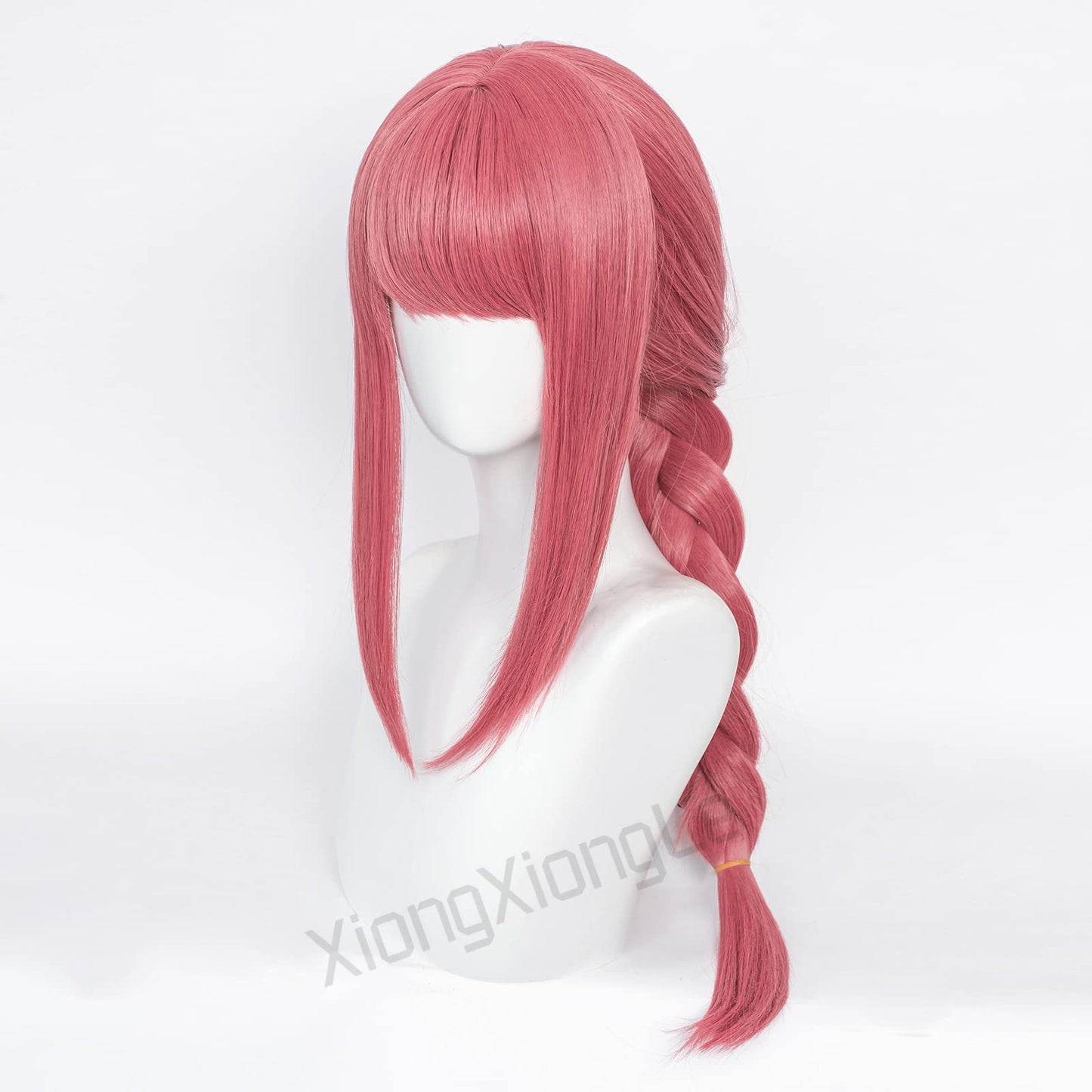 XiongXiongLe Makima Long Pink Braids Cosplay Wig Anime Chainsaw Man Heat Resistant Fiber Synthetic Costume Hair with Cap Wig for Party Halloween(Makima)