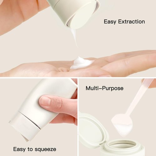 Travel Bottles for Toiletries, 5 Pack Travel Size Containers, TSA Approved Leak Proof Refillable Portable Travel Toiletry Bottles Set with Clear Toiletry Bag for Shampoo Conditioner, Lotion (White)