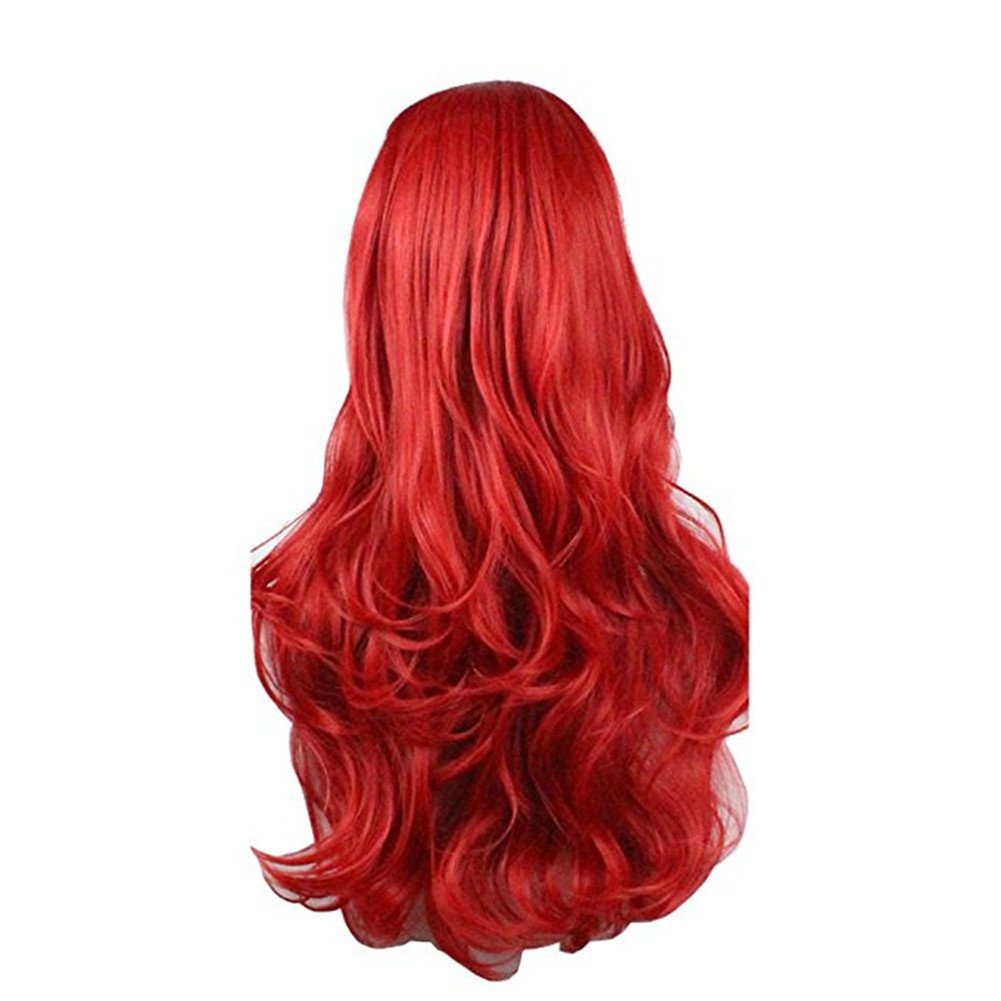 Sharebeauty 29.5" Womens Long Wavy Synthetic Red Wig Anime Cosplay Halloween Costume Party Wig