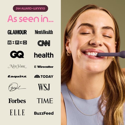 Quip Metal Sonic Electric Toothbrush - Soft Bristles, Travel Case & Replacement Head | 3-Month Battery Life, Moonlight Champagne
