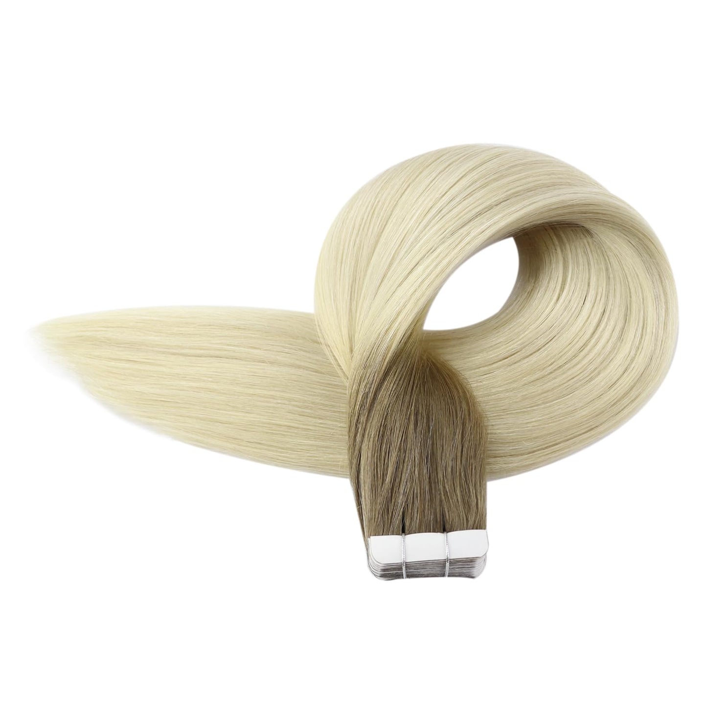 Full Shine Tape in Hair Extensions 12 Inch Seamless Short Natural Hair Extensions Tape in Balayage Color 8 Ash Brown to 60 Blonde Tape in Real Human Hair Extensions Add Volume 20 Pcs 30 Grams