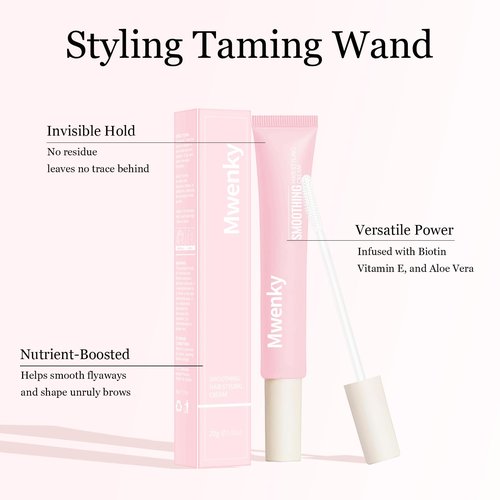 Mwenky Styling Cream for Hair, 3-in-1 Hair Styling Cream & Flyaway Stick Controls Frizz, Smooths Edges & Tames Flyaways, Lightweight Non-Greasy, Long-Lasting Hold, Non-Flaking Travel Size