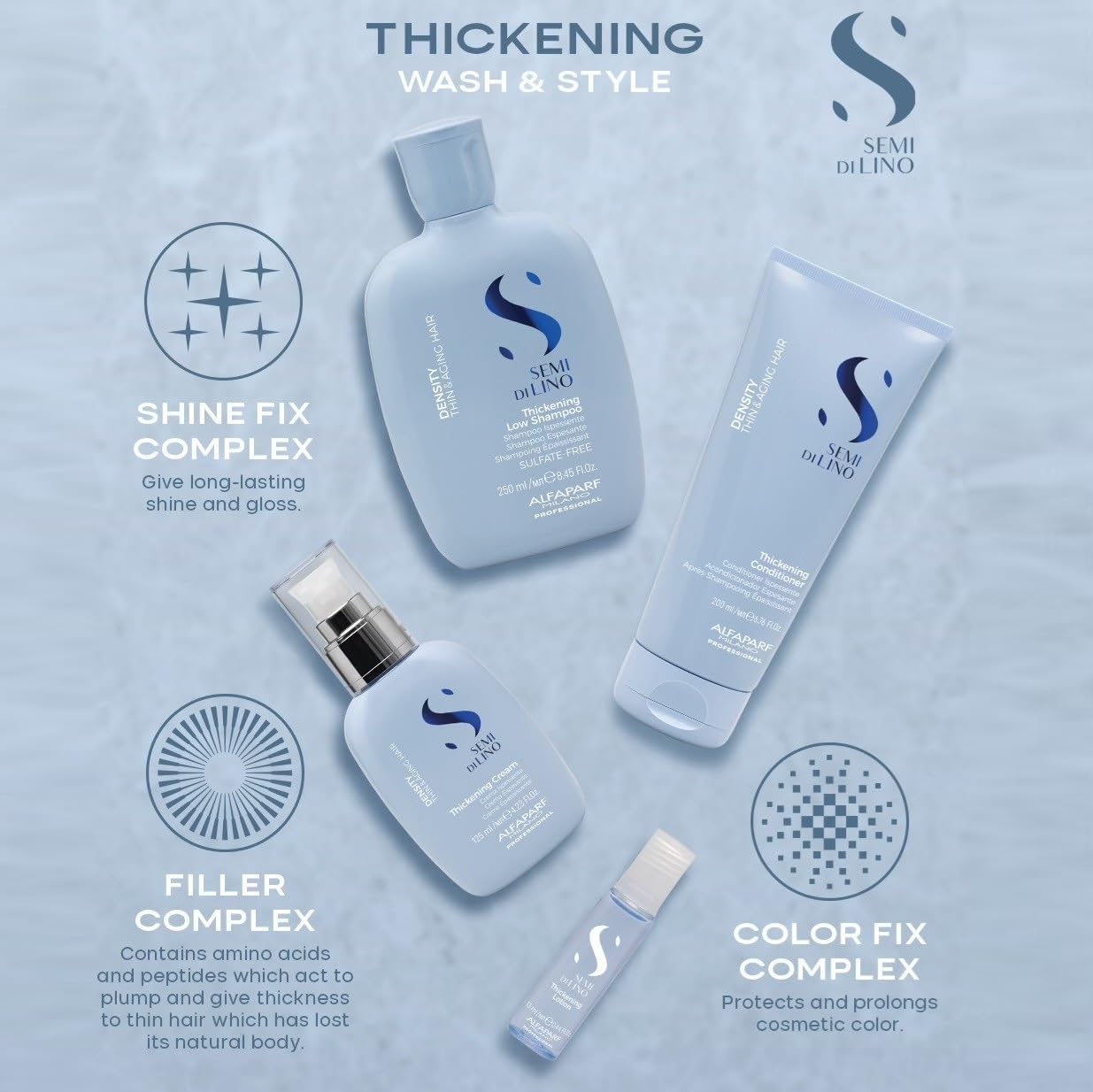 ALFAPARF MILANO Semi Di Lino Density Thickening Conditioner - Peptides & Amino Acids - For Fine Hair - Adds Volume & Softness