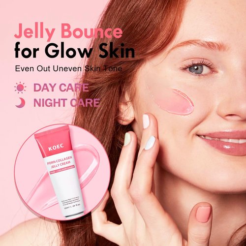 KOEC PDRN Collagen Jelly Cream - Deep Hydration & Skin Elasticity | Pink Peptide Face Moisturizer 1.69 Fl Oz