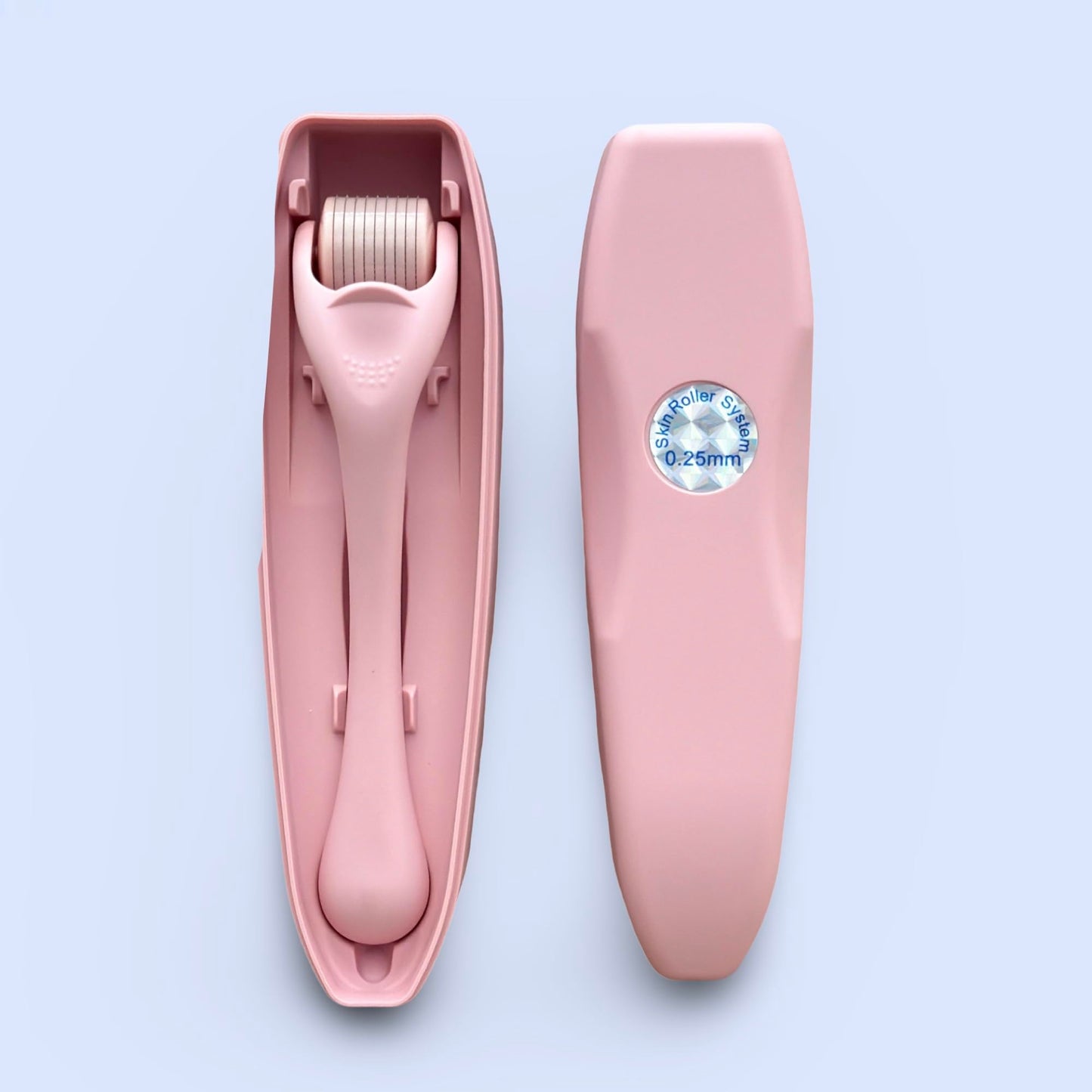 Derma Roller Microneedling Roller, 0.25mm Stainless Steel, Roller for Face, Beard, Hair, Body, Microneedle Derm Stamp with Storage Case | For Women and Men | (Matte Baby Pink)