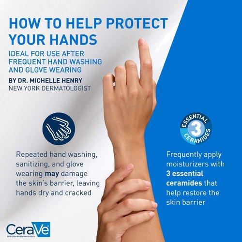 CeraVe Therapeutic Hand Cream - Hydrating Formula with Hyaluronic Acid & Niacinamide | 3 Ounce, Fragrance-Free