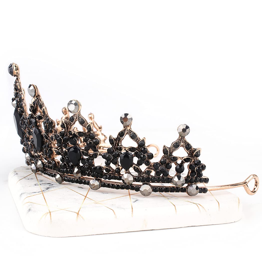 Didder Black Tiara, Crystal Princess Crown for Girls, Queen Tiara for Women Rhinestones Tiaras and Crowns for Women Tiaras for Girls Hair Accessories for Wedding Bridal Birthday Prom Costume Gift