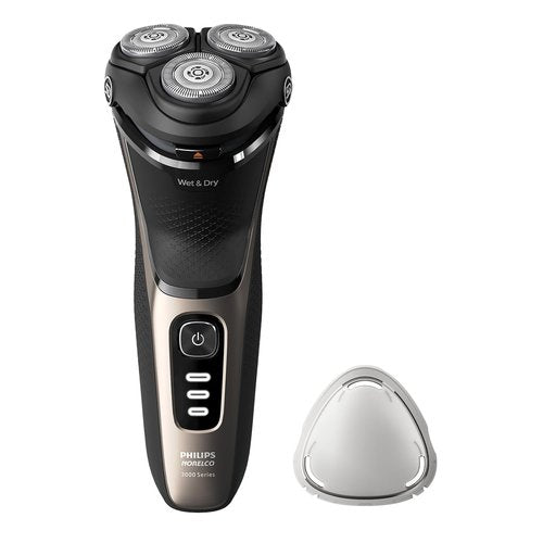 Philips Norelco Shaver 3000 Series - Wet & Dry Electric Shaver with Travel Pouch | Ash Gold, Model S3242/90