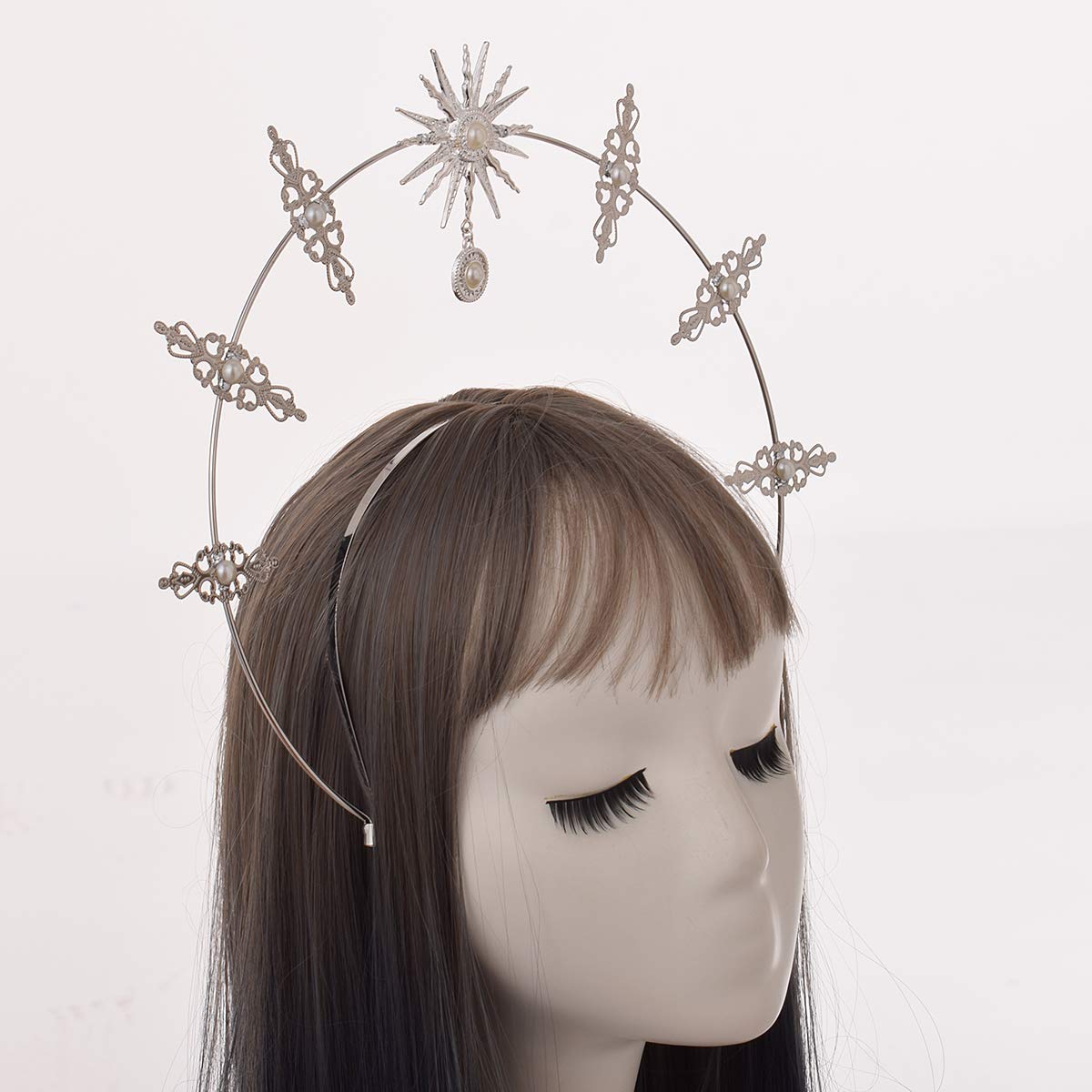 BLESSUME Mary Halo Crown Headband Goddess Headwear Halloween Costume Headpiece Headdress for Cosplay Party (W)