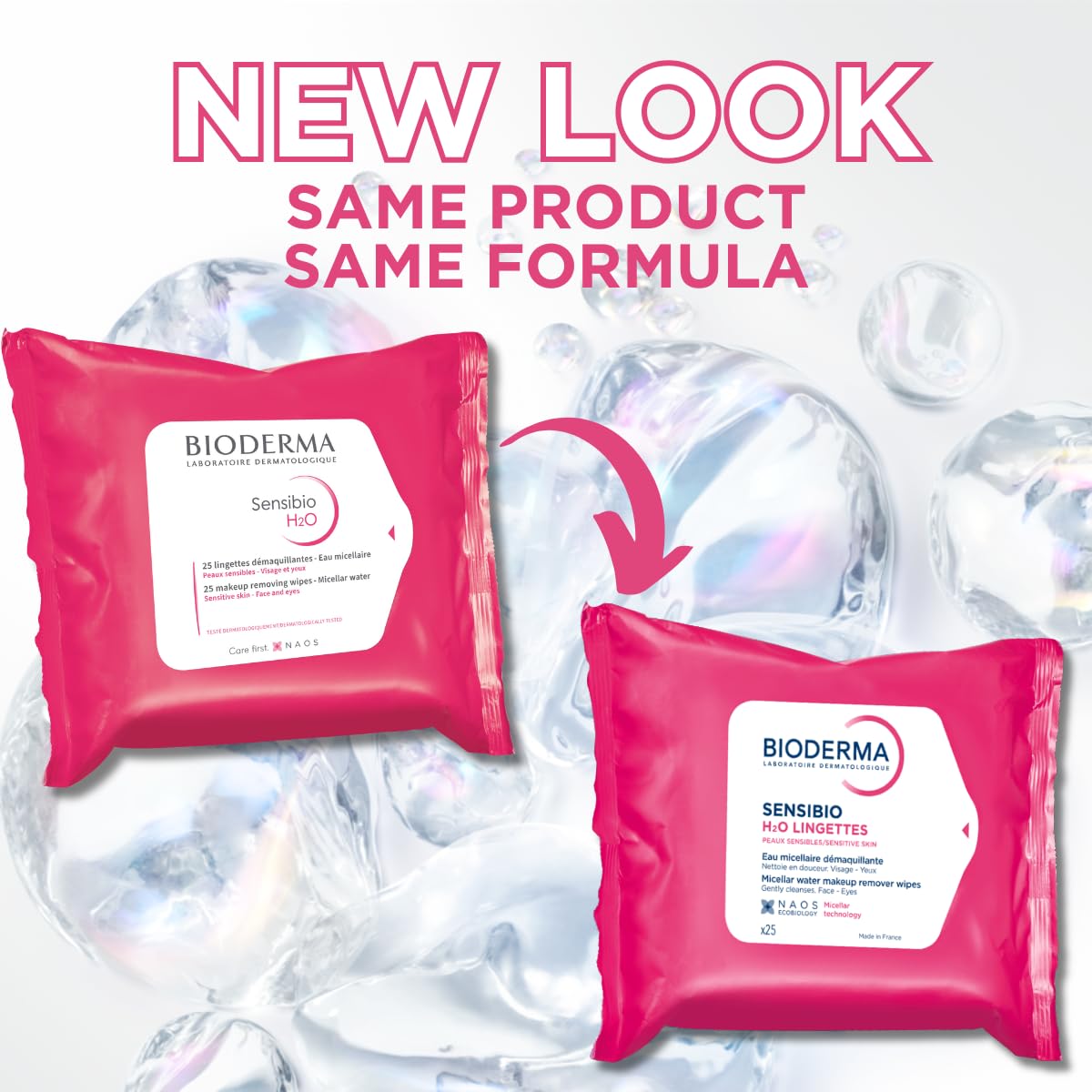Bioderma - Sensibio H2O Cleansing Wipes - Soothing Makeup Remover for Sensitive Skin - 25 Count