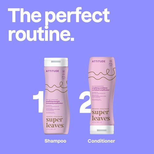 ATTITUDE Amplifying Shampoo for Curly Hair - Coconut Oil Infused, EWG Verified, Vegan, 16 Fl Oz