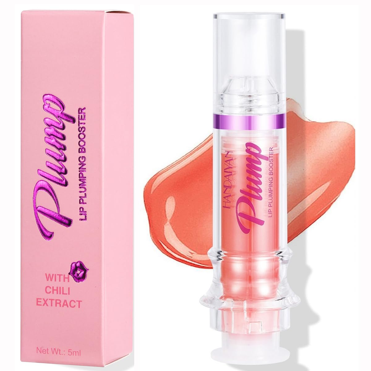 Spicy Lip Plumping Booster,Plumping Lip Oil with Chili Extract,Plump and Pout Lip Plumper for Women Girls,Fuller Lips Instantly,Hydrating,High-Shine (04)