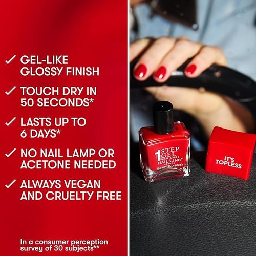 Nails Inc Gel-Like Nail Polish - 4-in-1 Base Coat, Treatment & Top Coat | Long-Lasting Glossy Finish, Mia, 0.47 Fl Oz