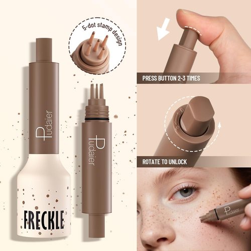 MINXUEYEN Freckle Stamp- Waterproof Faux Freckle Pen, 5-Point Quick Dry Fake Freckles, Natural-Looking Lifelike Freckle Stain, Magic Freckle Makeup Marker, Faux Freckle Stamp for Sunkissed Makeup