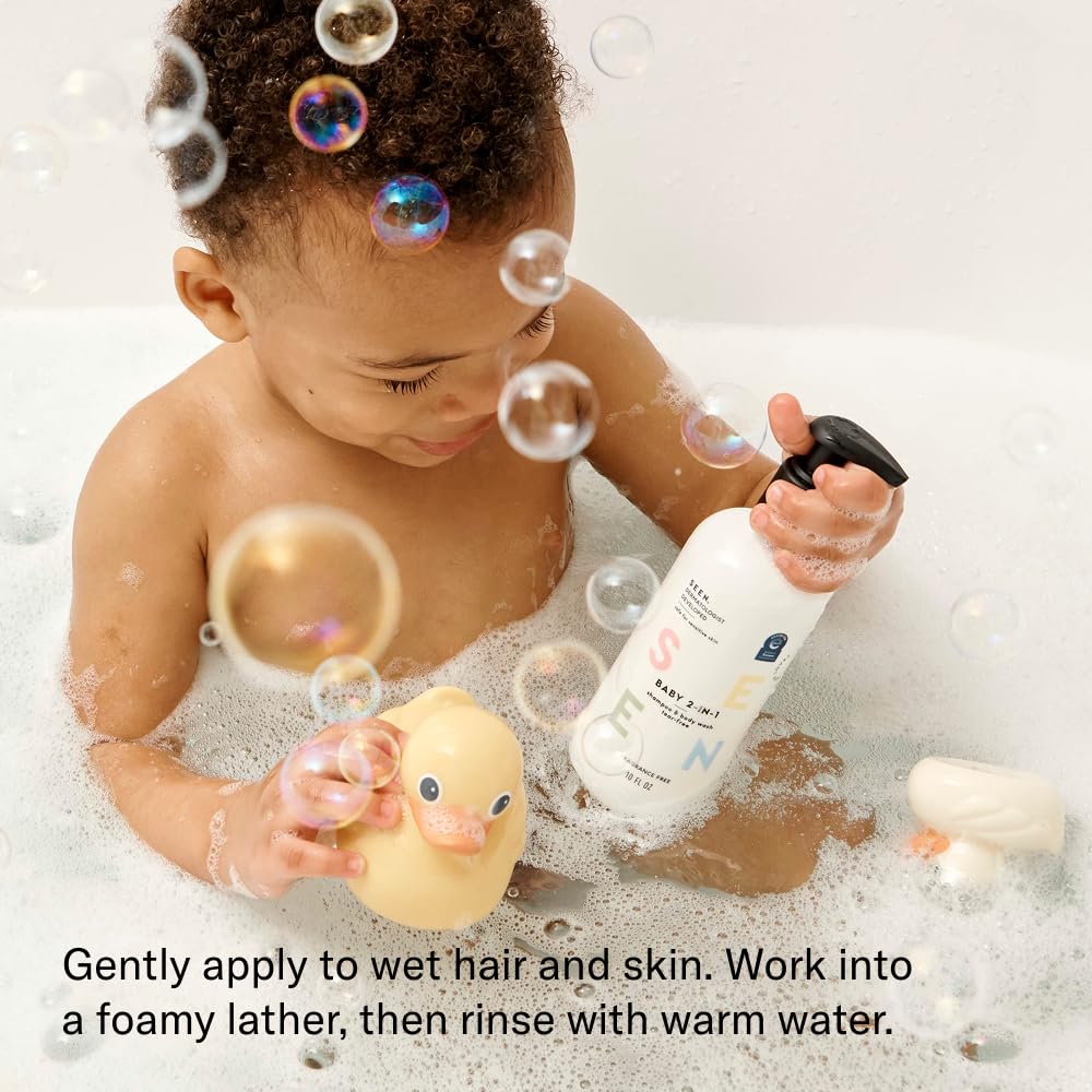 SEEN Baby 2-in-1 Shampoo & Body Wash - Fragrance-Free, Tear-Free Cleanser for Sensitive Skin
