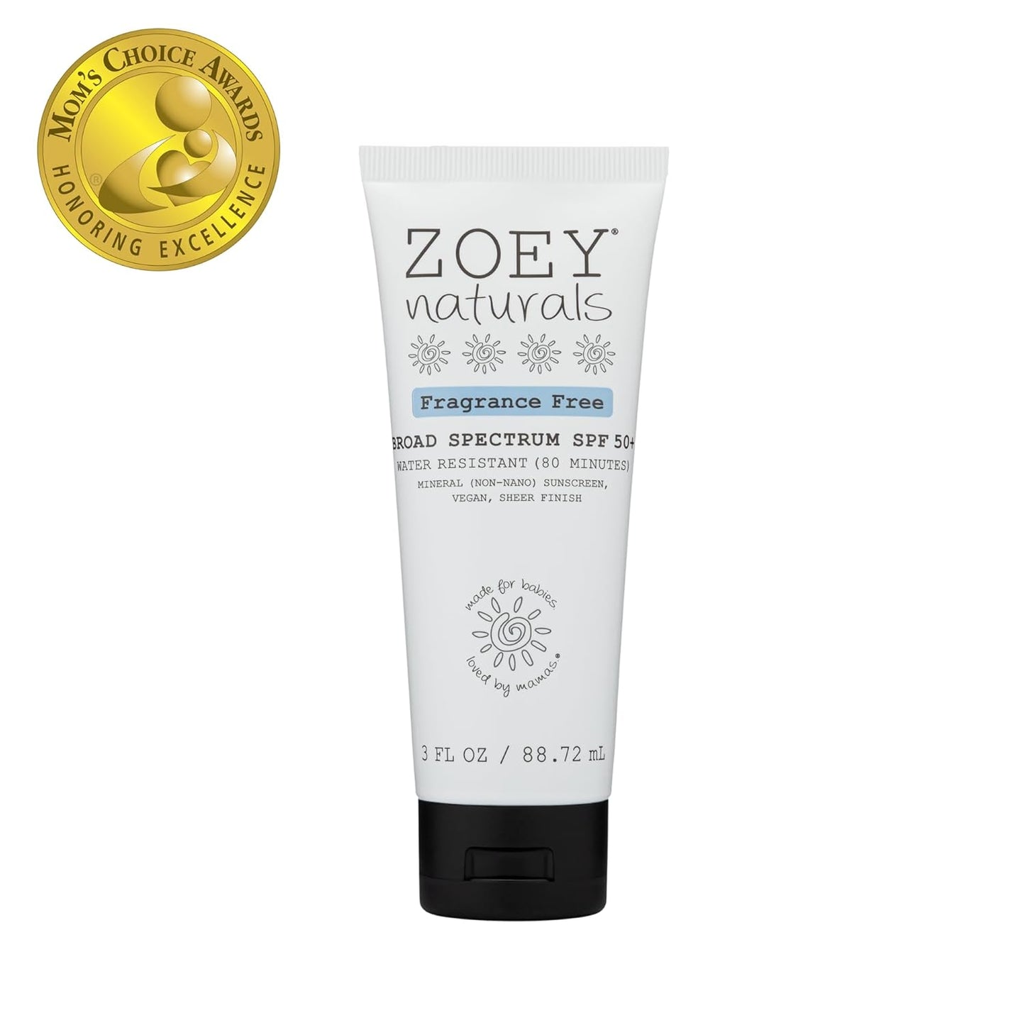 Zoey Naturals SPF 50+ Sunscreen for Babies | Water-Resistant, Reef-Safe, Non-Nano Zinc Oxide