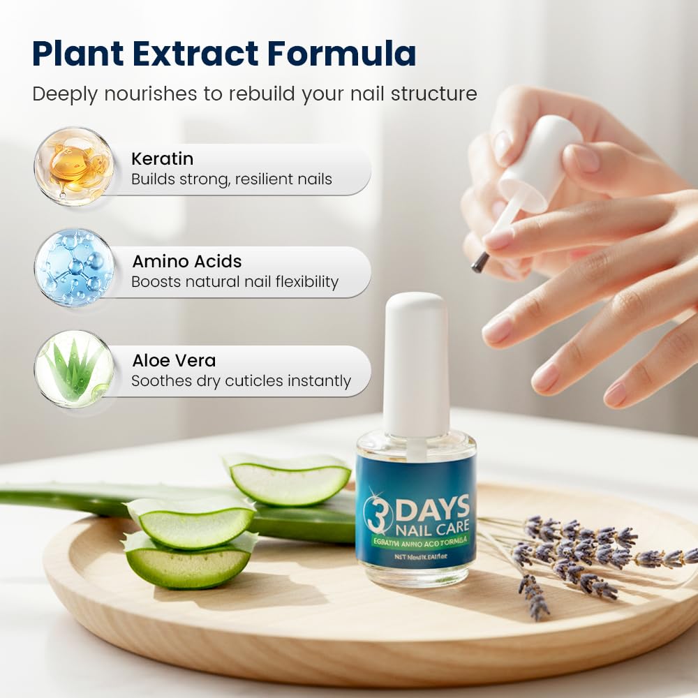 3 Days Nail Care Oil with Keratin, 2026 New Keratin Nail Strengthener, Fast Strengthening and Hydrating for Dry, Weak & Fragile Nails (1pcs)