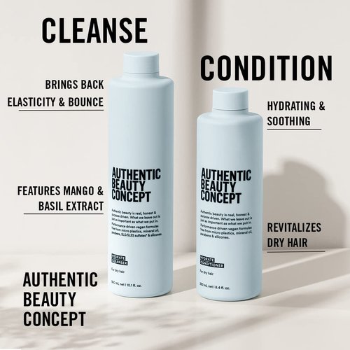 Authentic Beauty Concept Hydrate Conditioner - Moisturizing Formula for Normal to Dry or Curly Hair | Vegan & Cruelty-Free