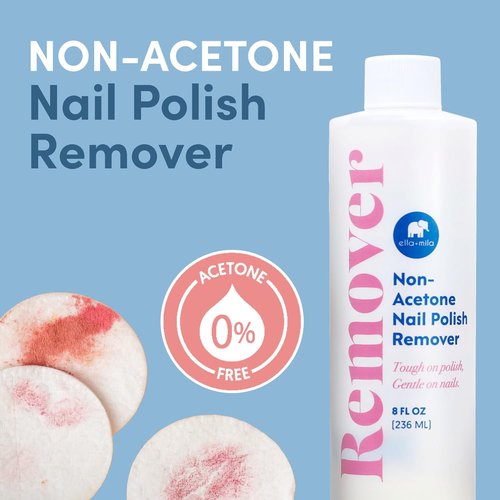 Ella+mila Non-Acetone Nail Polish Remover - Gentle, Nourishing Vegan Formula - 8oz