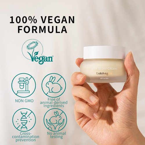 Lolovegan Vita Glow Cream – For Dewy, Glowing Skin with Snow Mushroom Extract, Vitamin C Complex and Niacinamide, Helps Improve Uneven Skin Tone and Pigmentation, Vegan (1.69 fl.oz/ 50ml)