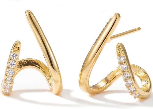 MUMREUES Gold Earrings - Trendy 14K Gold Plated Studs | Dainty Hypoallergenic CZ Jewelry for Women