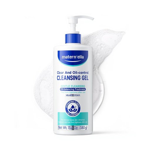 Matern'ella Cleansing Gel - Oil-Control Facial Cleanser for Sensitive Skin | Hydrating Daily Face Wash, 13.4 Oz
