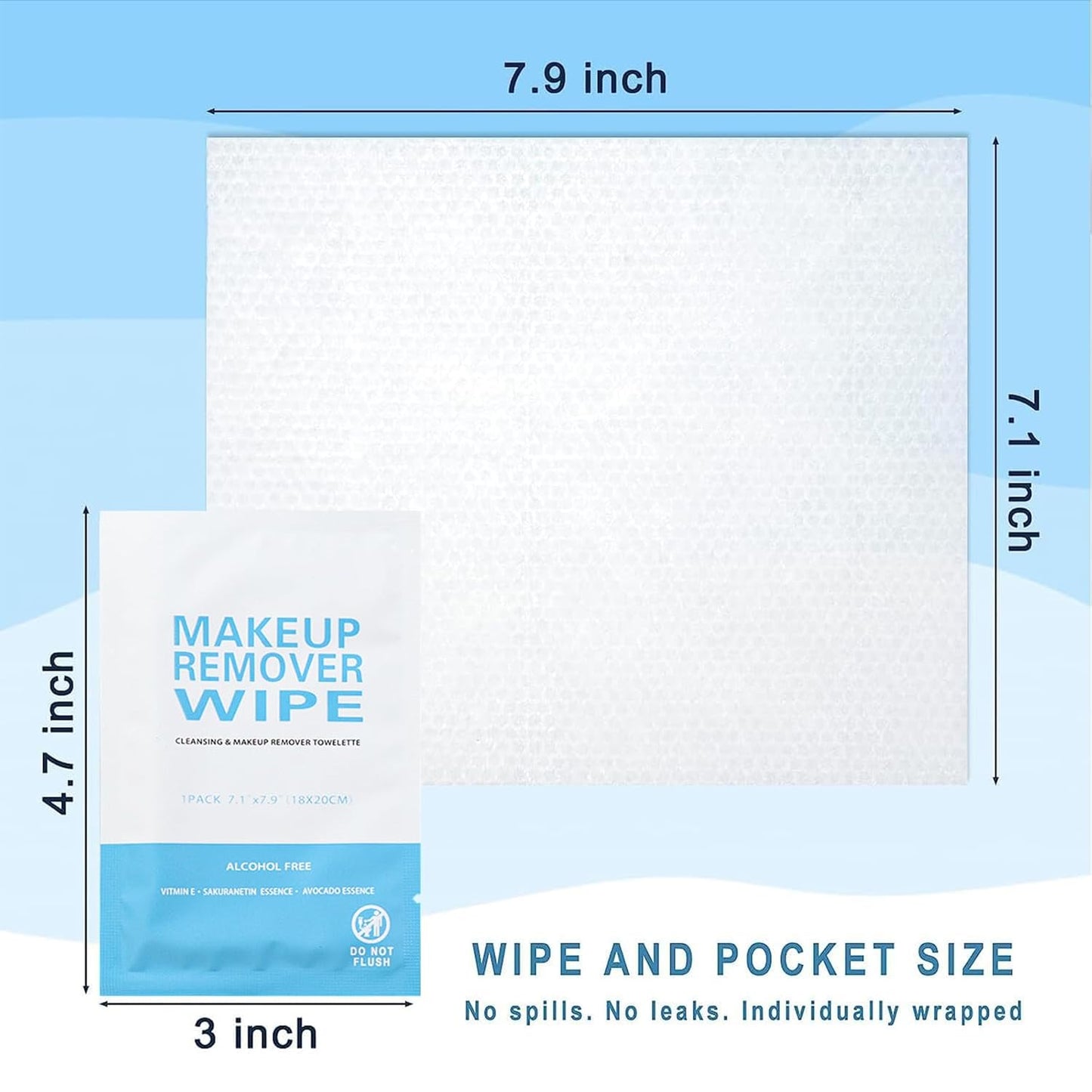 Skiennix Makeup Remover Wipes - 100 Individually Wrapped Cleansing Cloths for Travel & Skin Care