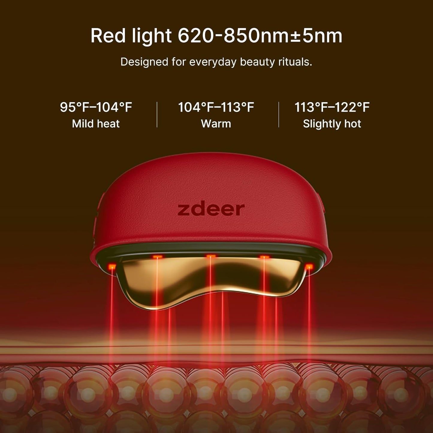 ZDEER Electric Gua Sha Facial Care Set - Heated Brass Face & Neck Massager with Red Light Therapy | Includes 2 × 10ml Massage Oils