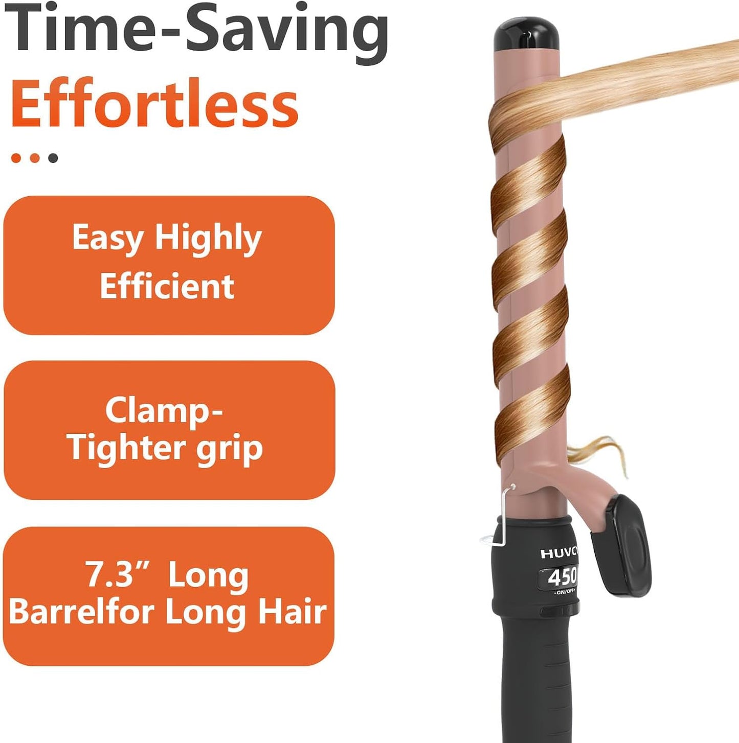 Skiennix 1-1/4 Inch Curling Iron - Ceramic Design with Fast Heat & LCD Display, Adjustable 180°F-450°F, Rose Gold