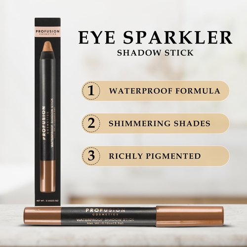 Profusion Cosmetics Waterproof Creamy Eyeshadow Stick - Long-Lasting Shimmer Finish | Vegan & Cruelty-Free Glimmer