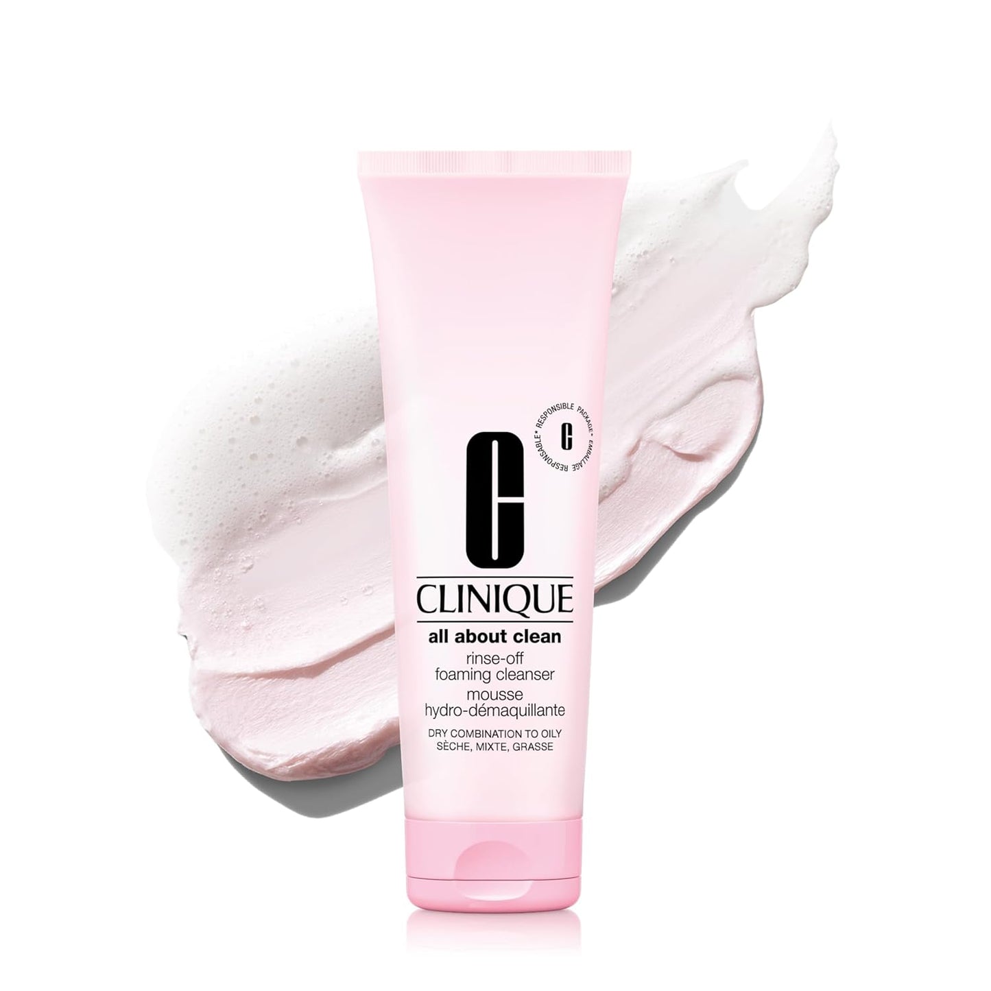 Clinique All About Clean Rinse-Off Foaming Face Wash - Hydrating Cleanser With Hyaluronic Acid & Glycerin For Oily Skin