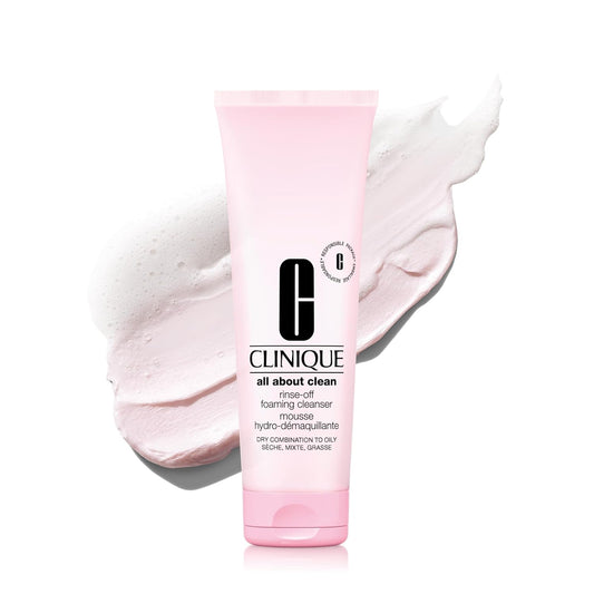 Clinique All About Clean Rinse-Off Foaming Face Wash - Hydrating Cleanser With Hyaluronic Acid & Glycerin For Oily Skin