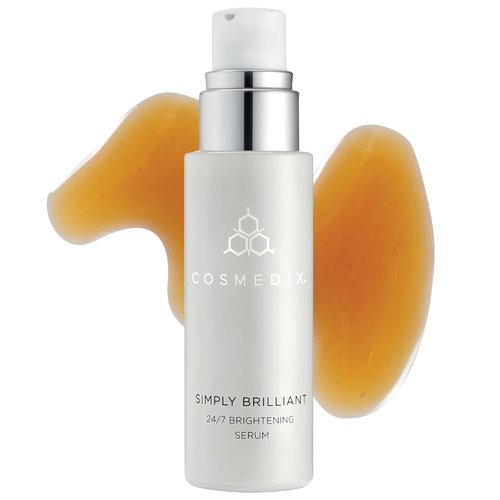 COSMEDIX Simply Brilliant Brightening Face Serum - Exfoliating Formula for Fine Lines & Uneven Skin Tone - Gentle Firming Skincare for a Natural Glow