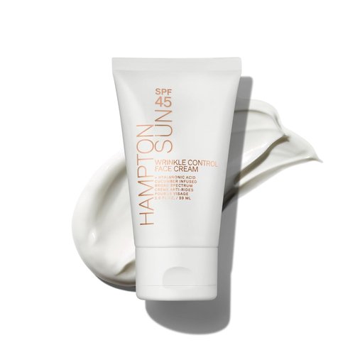 Hampton Sun SPF 45 Face Cream - Wrinkle Control Daily Moisturizer with Hyaluronic Acid & Cucumber Extract | Glowy Finish