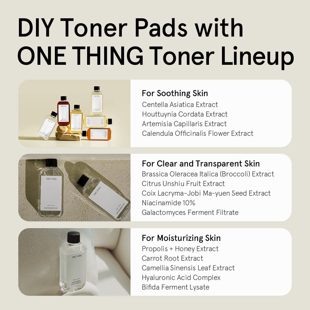 ONE THING Multi Big Pads 70 PCS | DIY Dry Toner Pads, Large Size Exfoliating Soft Lightweight Cotton Face Rounds | Daily Travel Size Refill No Lint Double Sided | Korean Skin Care