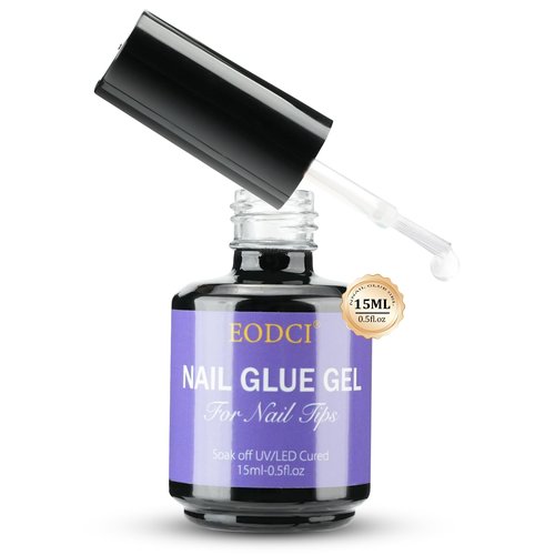 EODCI Gel Nail Tips Glue, 15ml Nail Glue Gel Soak Off Glue Super Strong Nail Glue U V Cured Needed Acrylic Nail Gel for Nails Extension Fake Nails Press On Nails