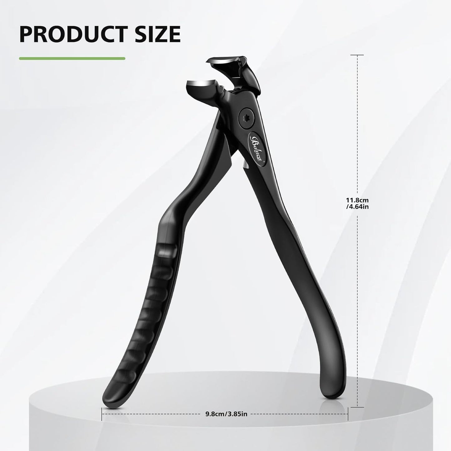 BALUCA Ergonomic Nail Clipper for Seniors - Toenail Clipper for Thick Toenails and Fingernails, Long Handle Nail Clippers with Catcher, Precision Nail Trimmer for Men and Women - Black